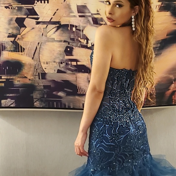 Layered Tulle Sequin Mermaid Prom/Pageant Dress - Picture 2 of 5